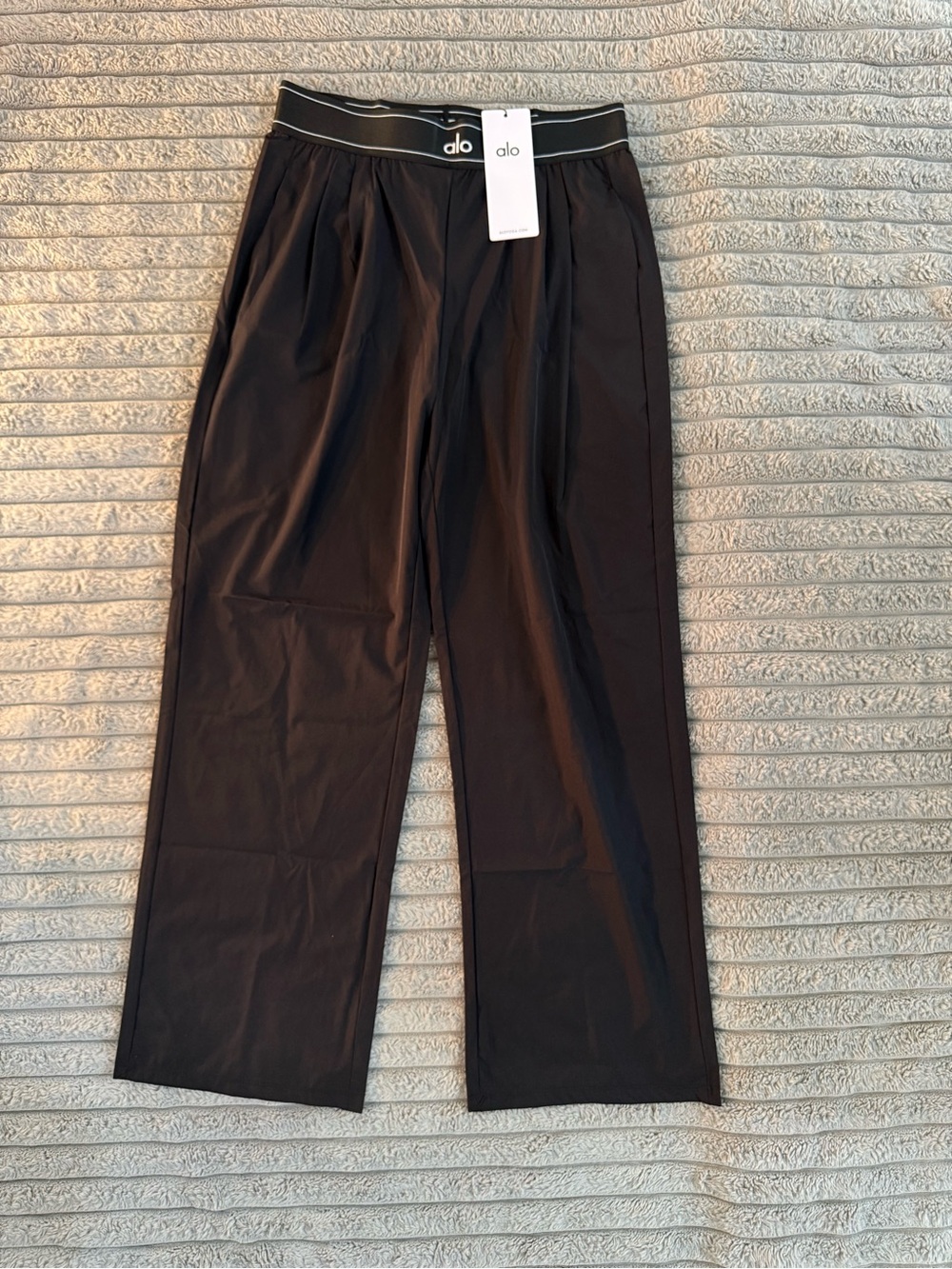 Alo Black Elastic Waist Performance Trousers